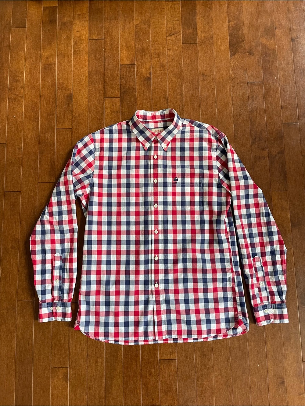 Brooks Brothers Red Fleece Red, Navy & White Check Button-Down Shirt
